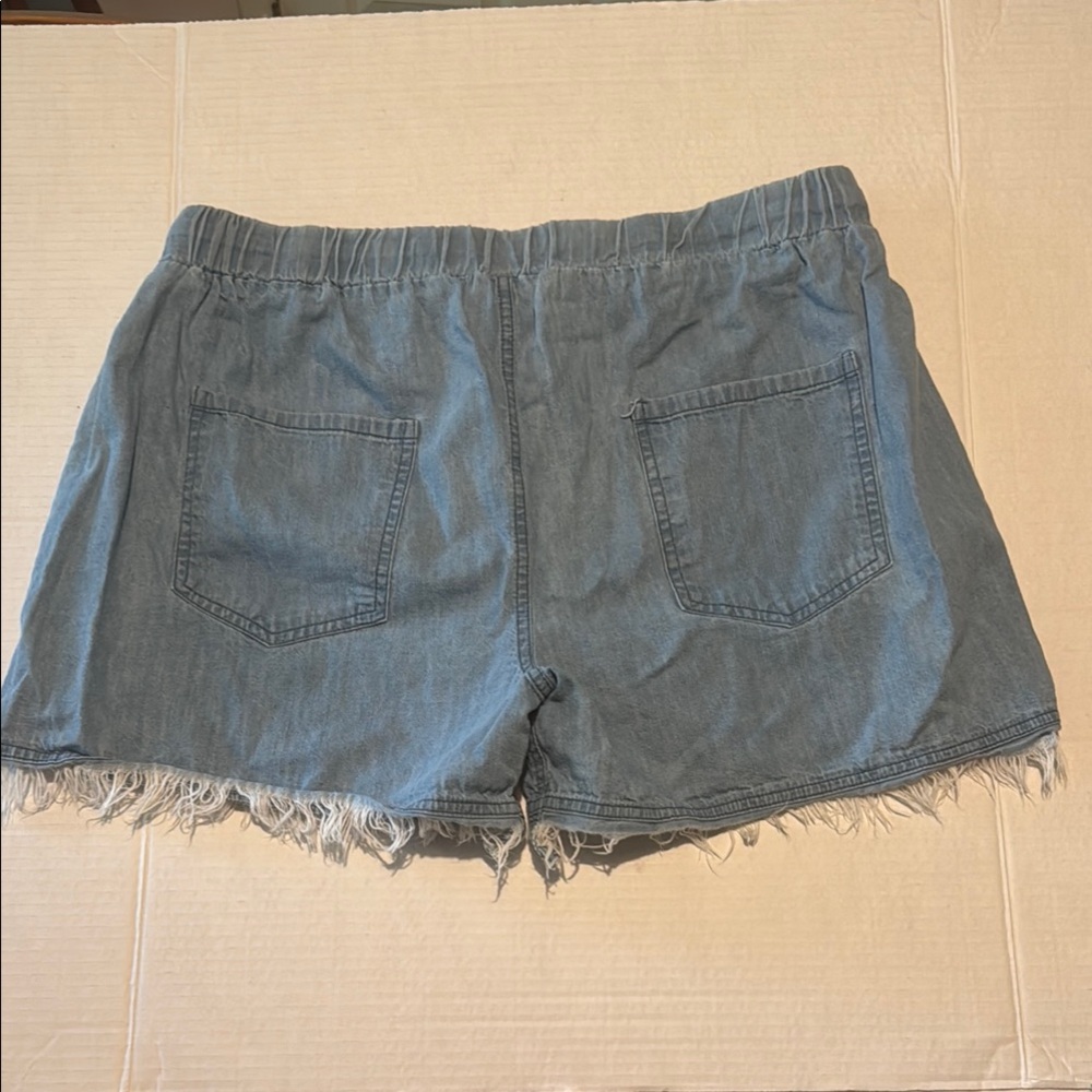 Simply Southern Blue Jean Shorts with Frayed Hem Sz L - Picture 3 of 5